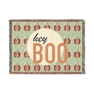 Cozy Halloween Pumpkin Woven Throw Blanket