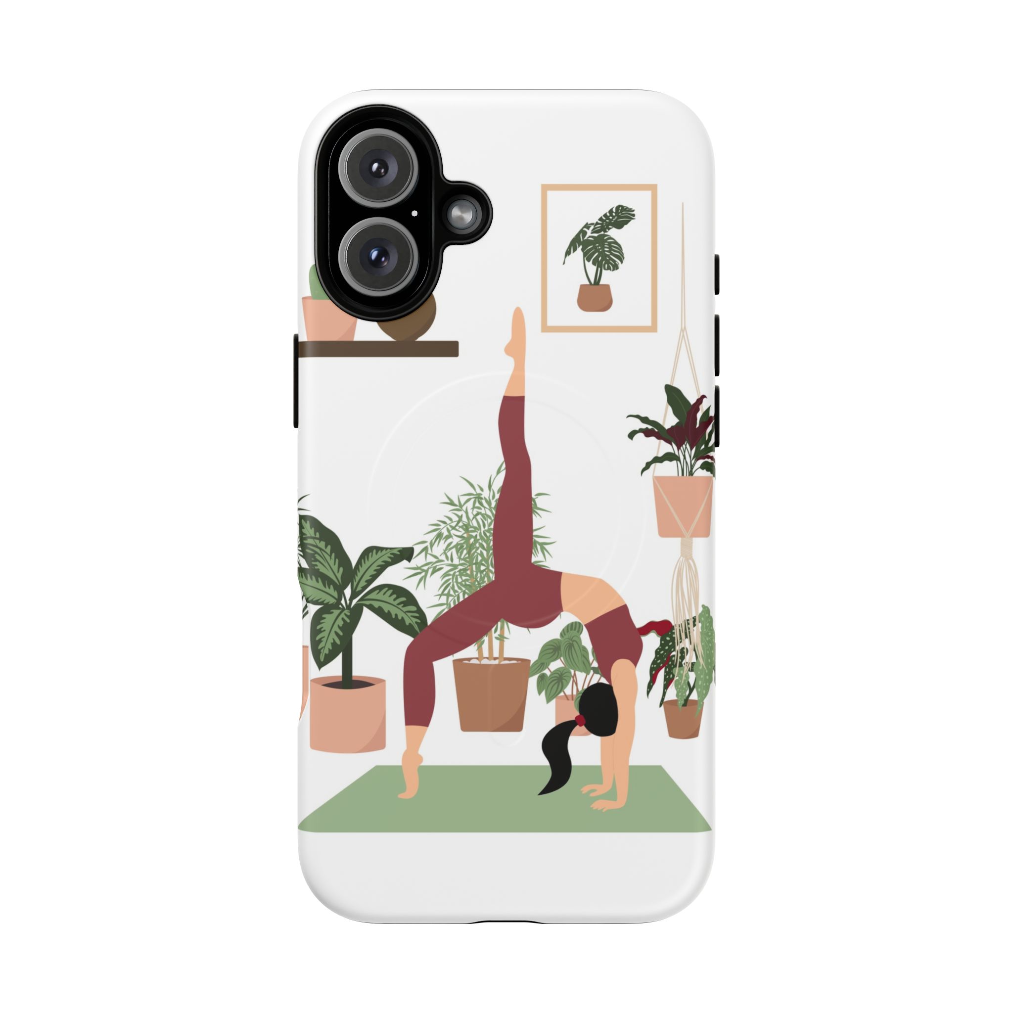 Yoga Woman Doing Wheel Pose with Indoor Plants Tough Magnetic Phone Case