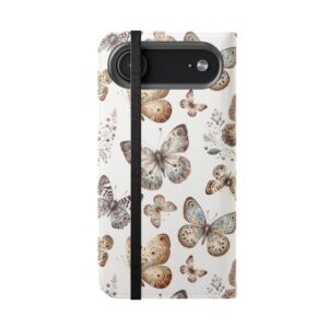 Butterfly Watercolor Flip Phone Case with Card Slots