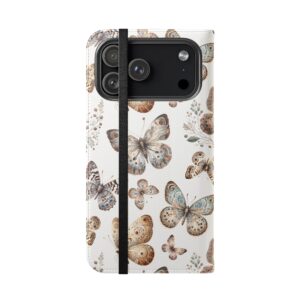 Butterfly Watercolor Flip Phone Case with Card Slots