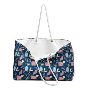 Navy Abstract Floral Weekender Travel Bag