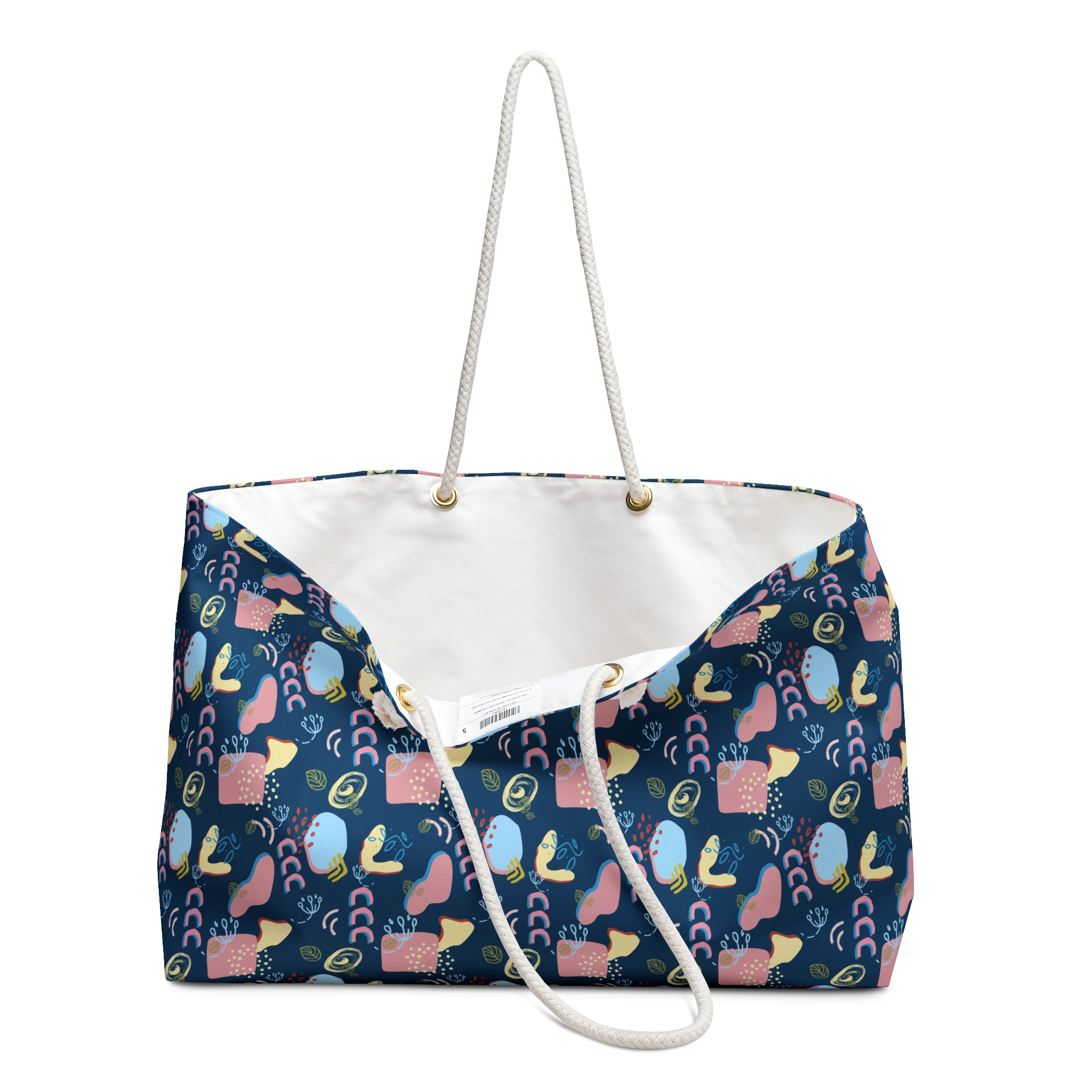 Navy Abstract Floral Weekender Travel Bag