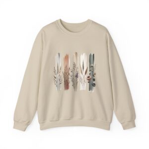 Boho Neutral Brushstroke Floral Crewneck Sweatshirt