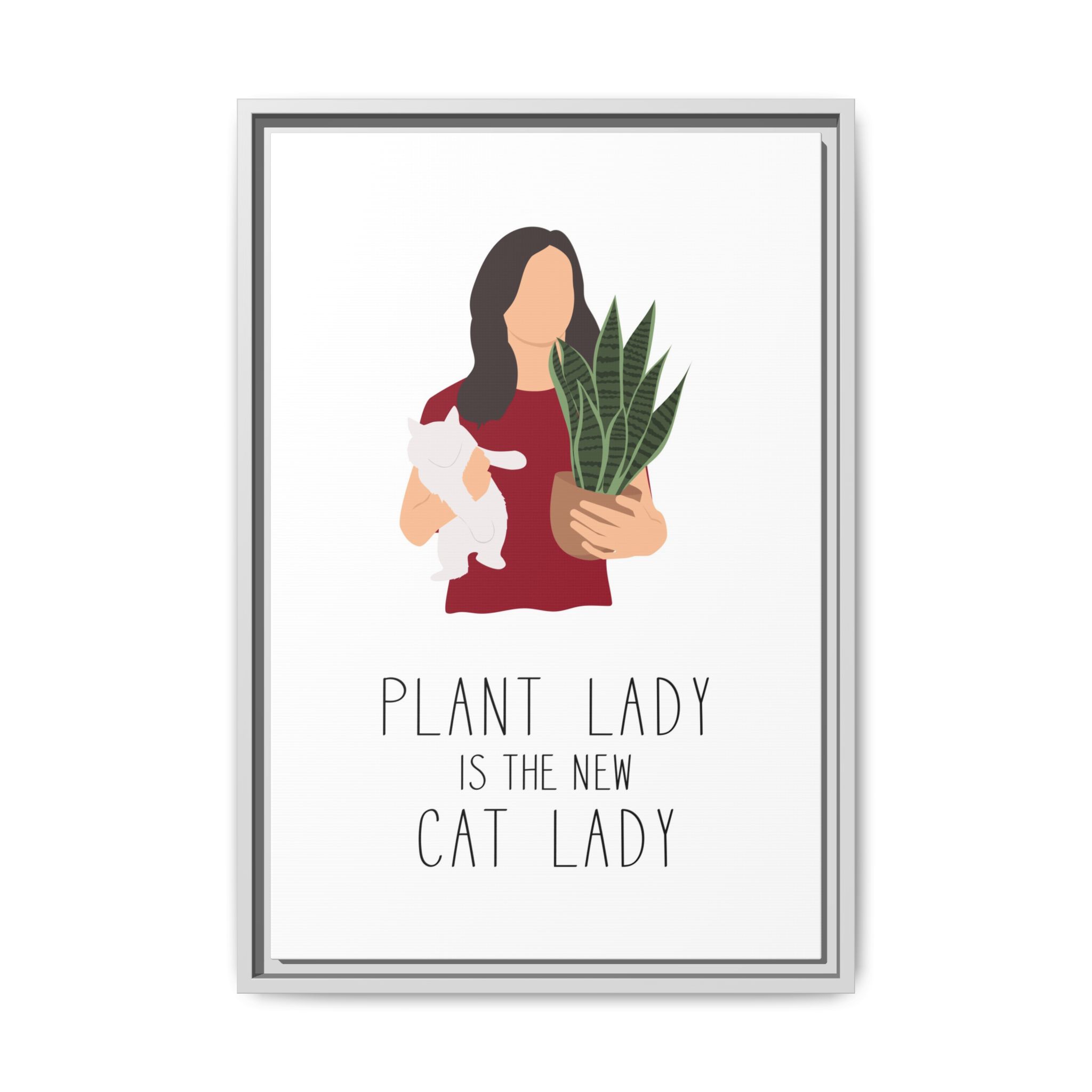Plant Lady Is the New Cat Lady Framed Canvas Wall Art