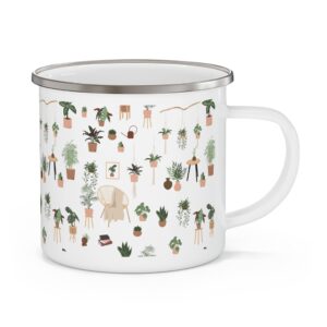 Indoor Plant Botanical Enamel Camping Mug