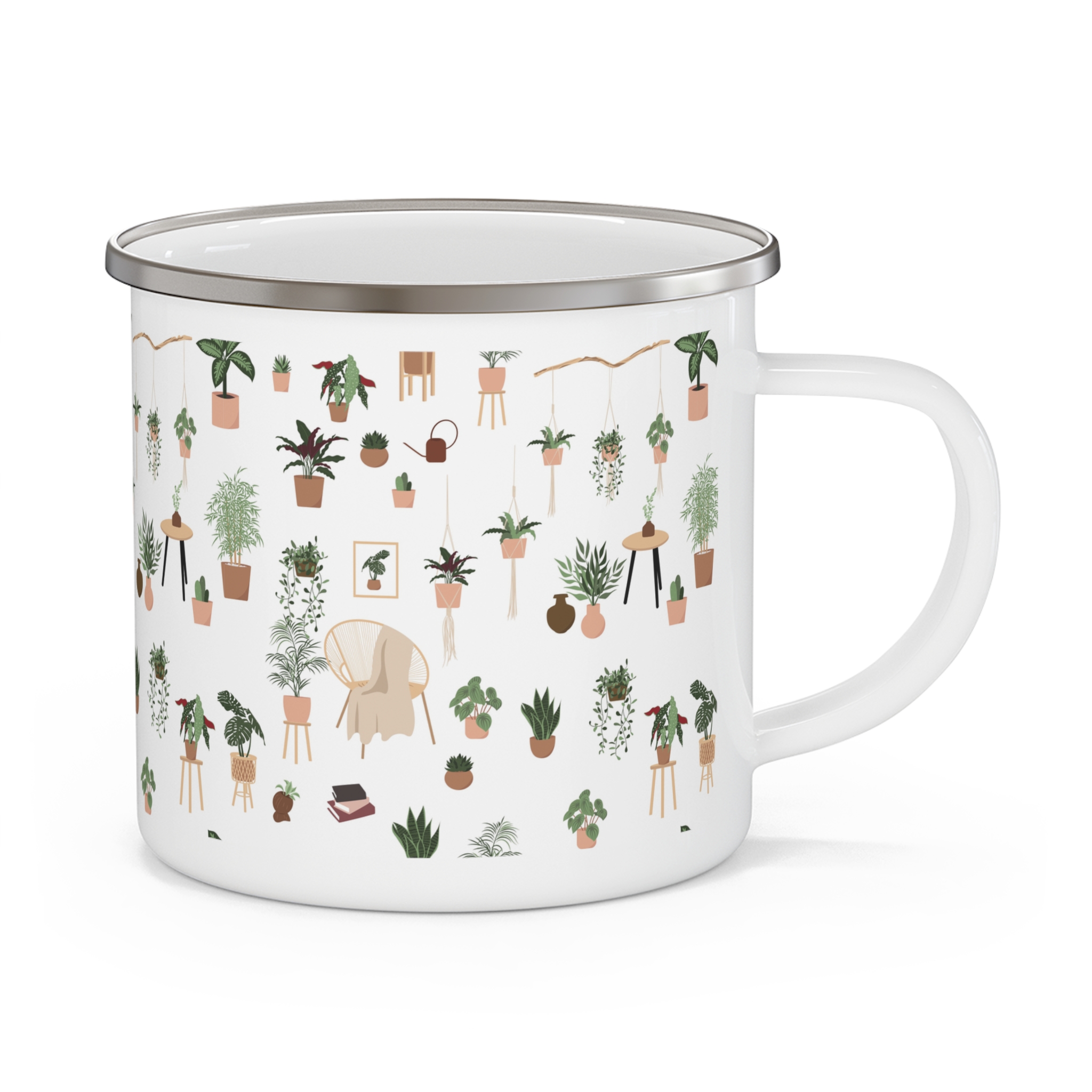 Indoor Plant Botanical Enamel Camping Mug