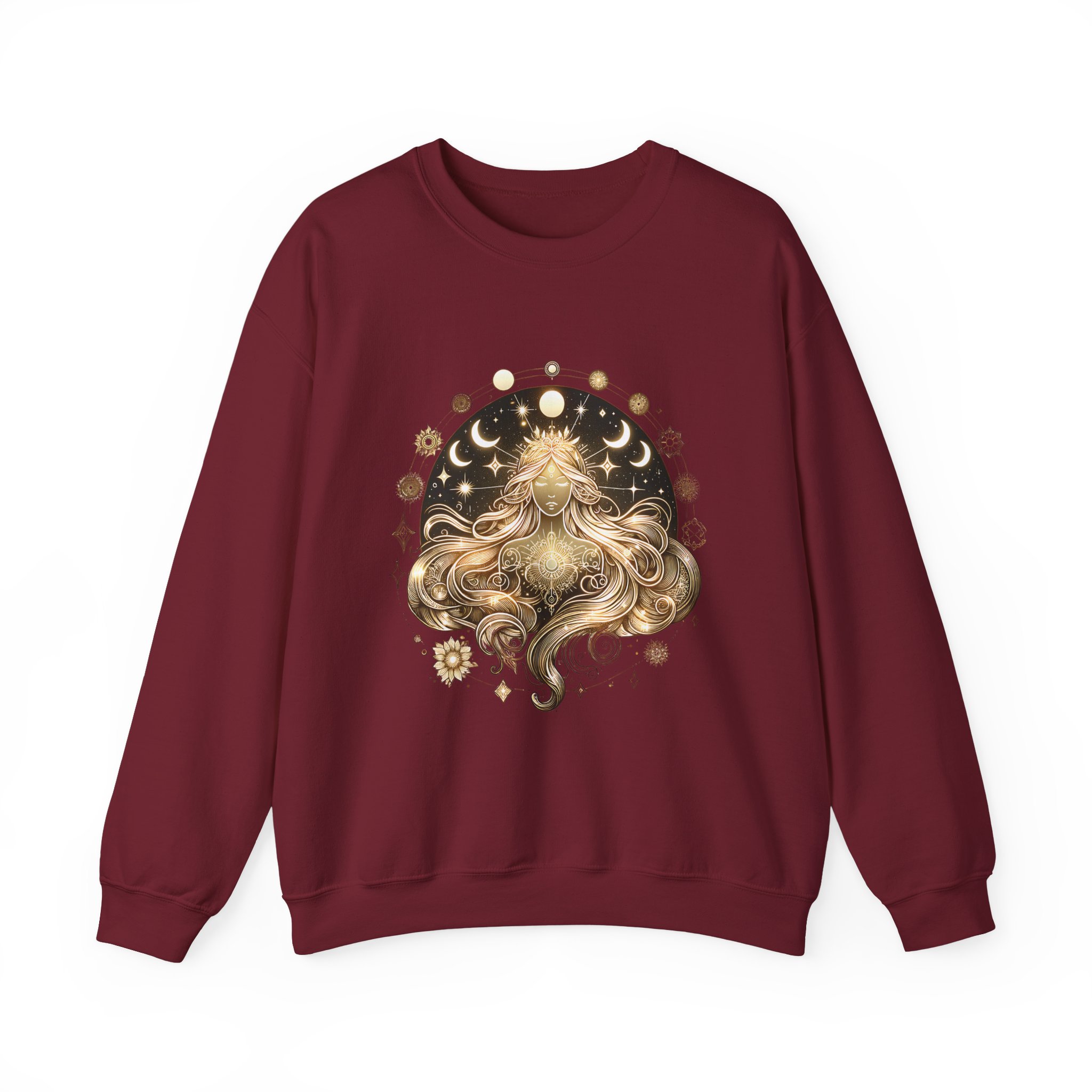 Golden Moon Phases Astrology Celestial Lioness Crewneck Sweatshirt