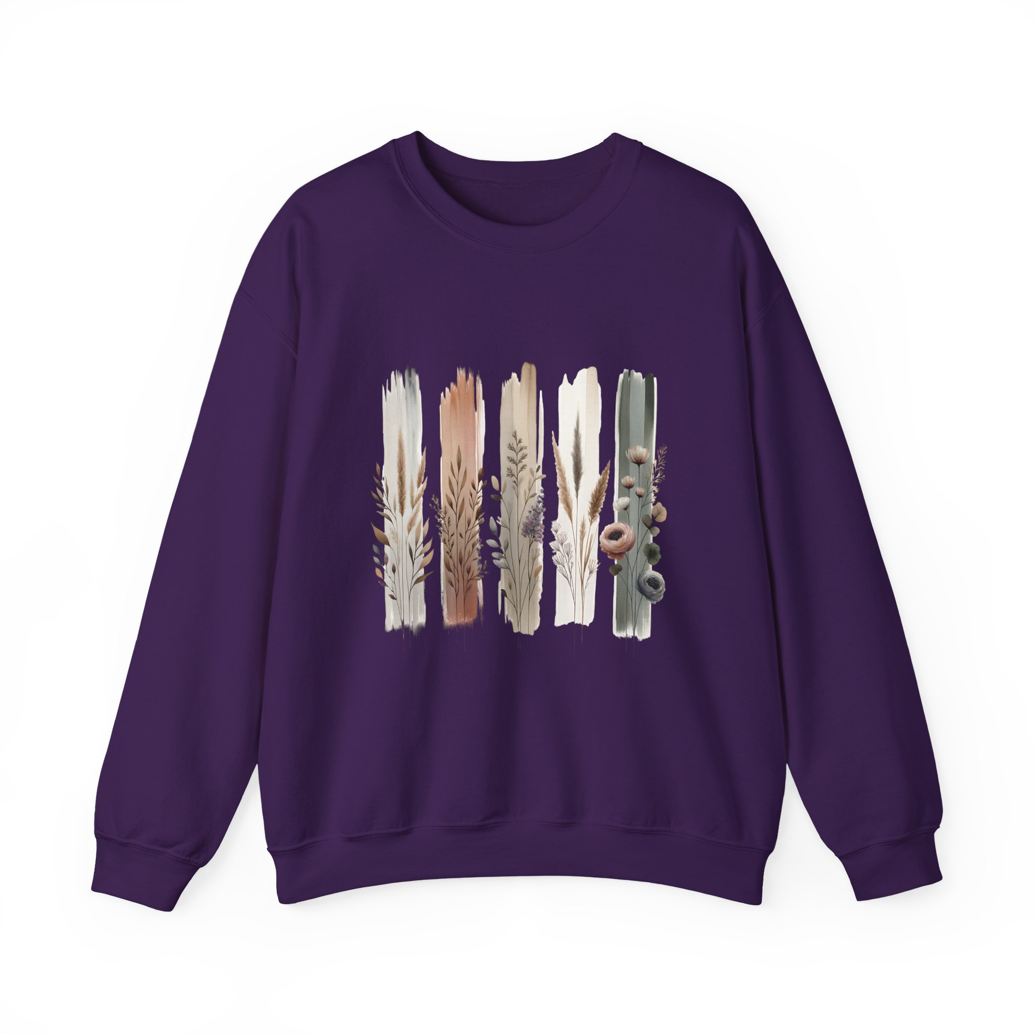 Boho Neutral Brushstroke Floral Crewneck Sweatshirt