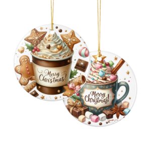 Hot Cocoa Christmas Ceramic Ornament