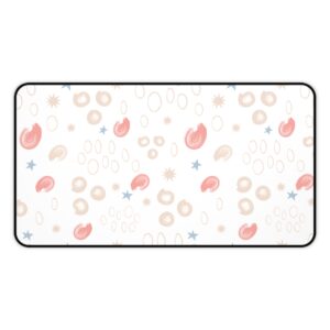 Coral & Blue Doodle Desk Mat