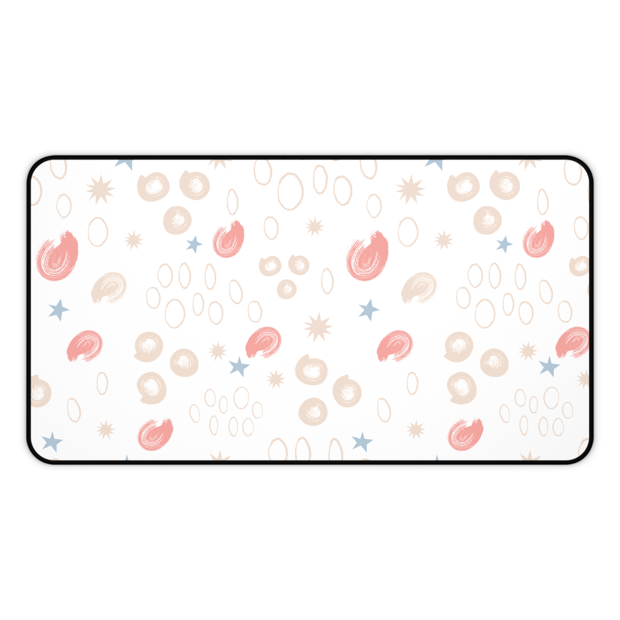 Coral & Blue Doodle Desk Mat