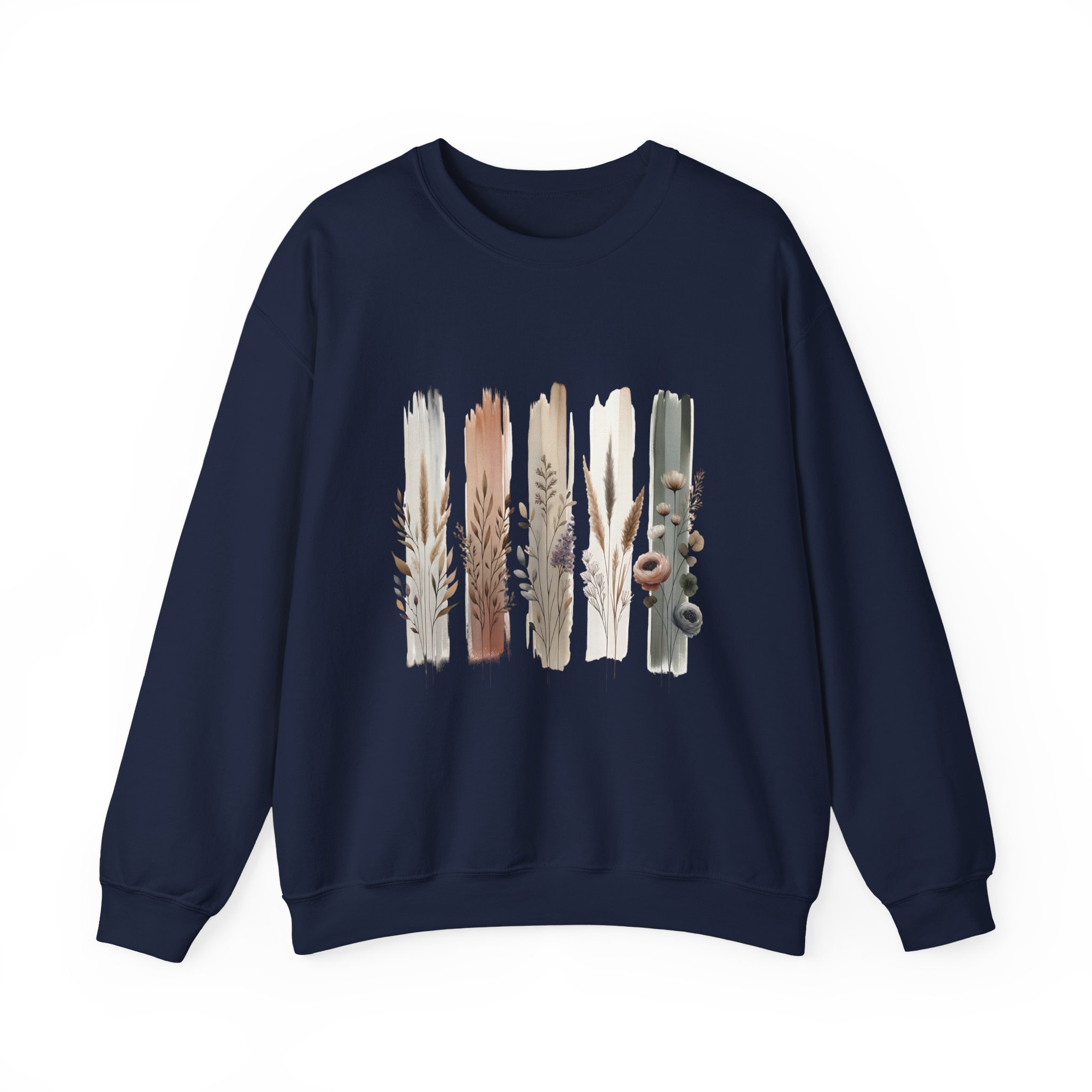 Boho Neutral Brushstroke Floral Crewneck Sweatshirt