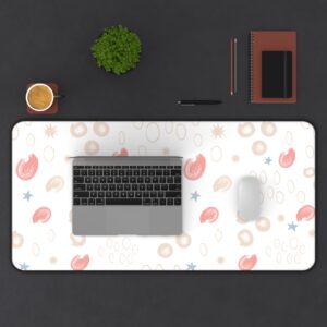 Coral & Blue Doodle Desk Mat