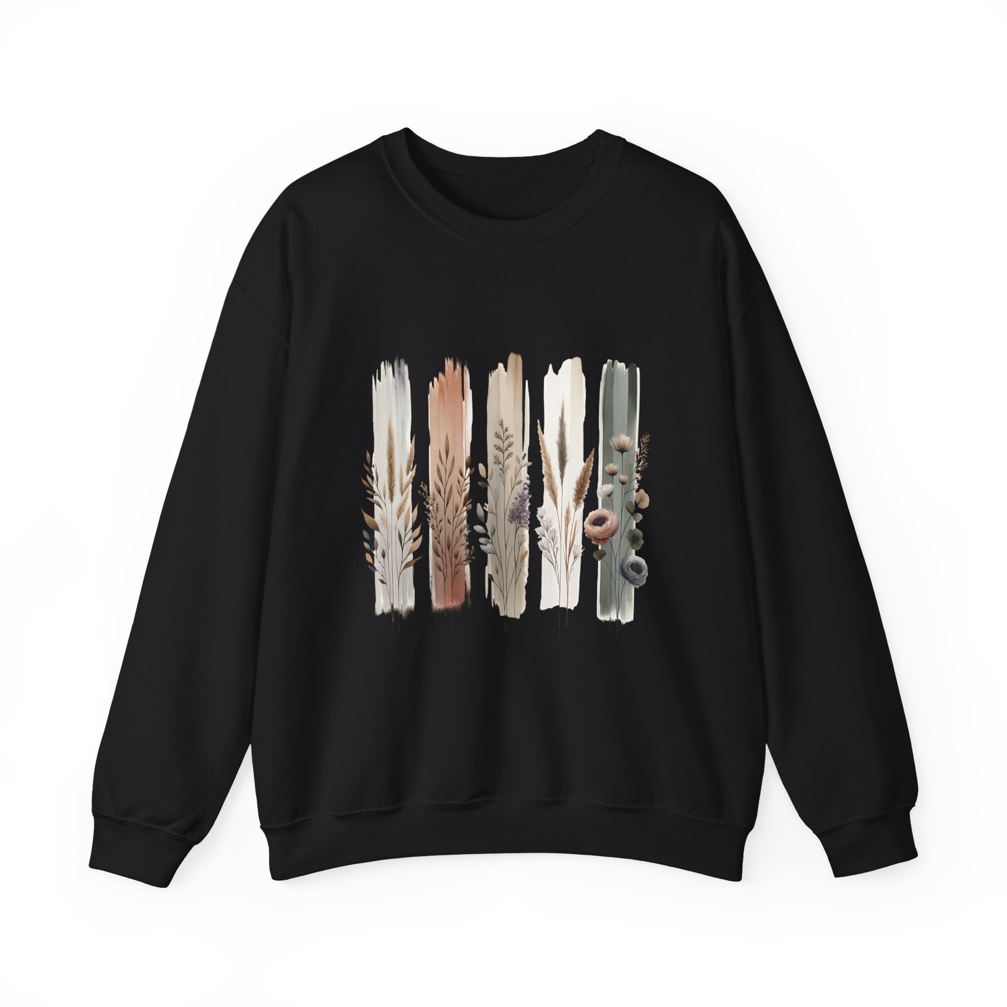 Boho Neutral Brushstroke Floral Crewneck Sweatshirt