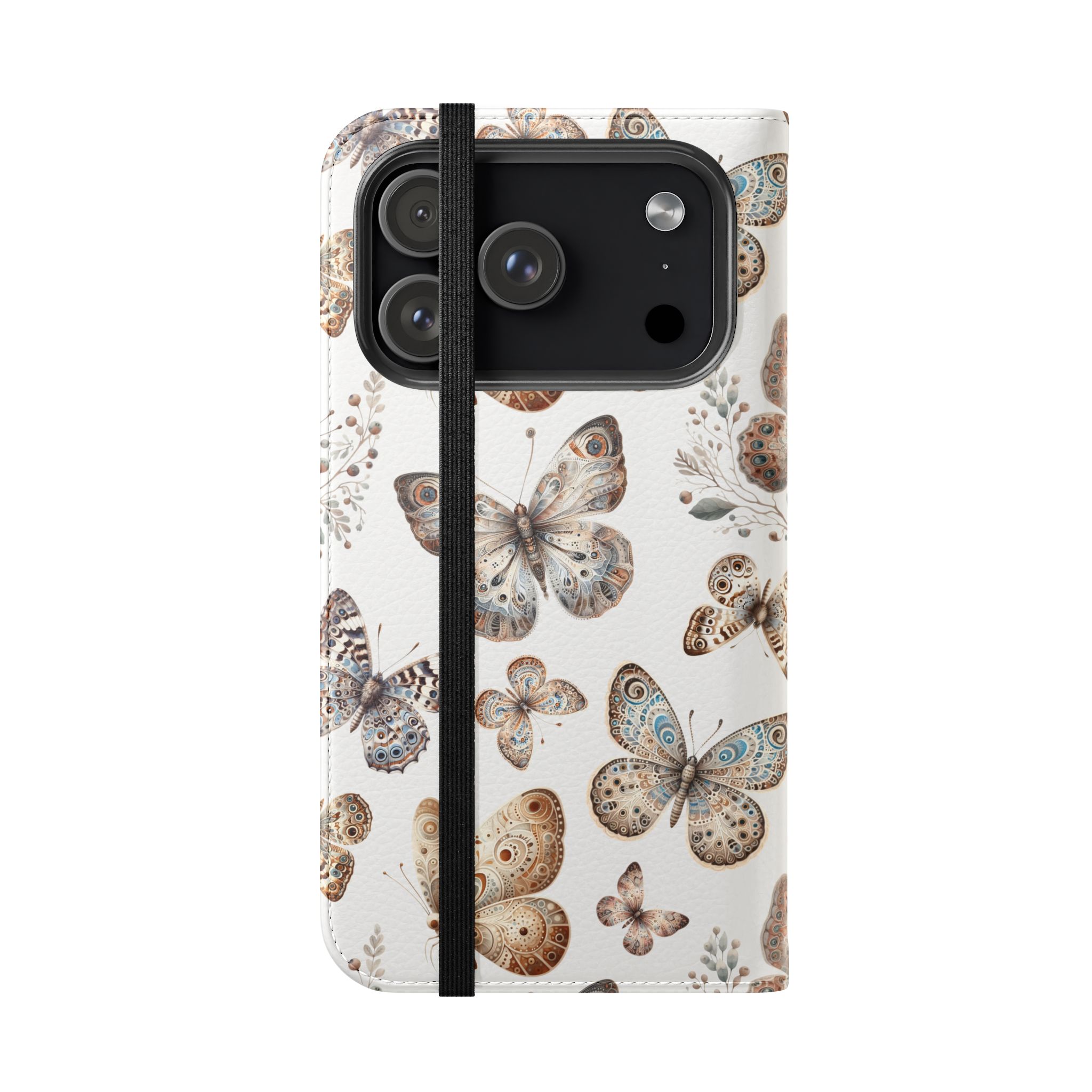 Butterfly Watercolor Flip Phone Case with Card Slots