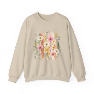 Pastel Wildflower Bouquet Watercolor Crewneck Sweatshirt