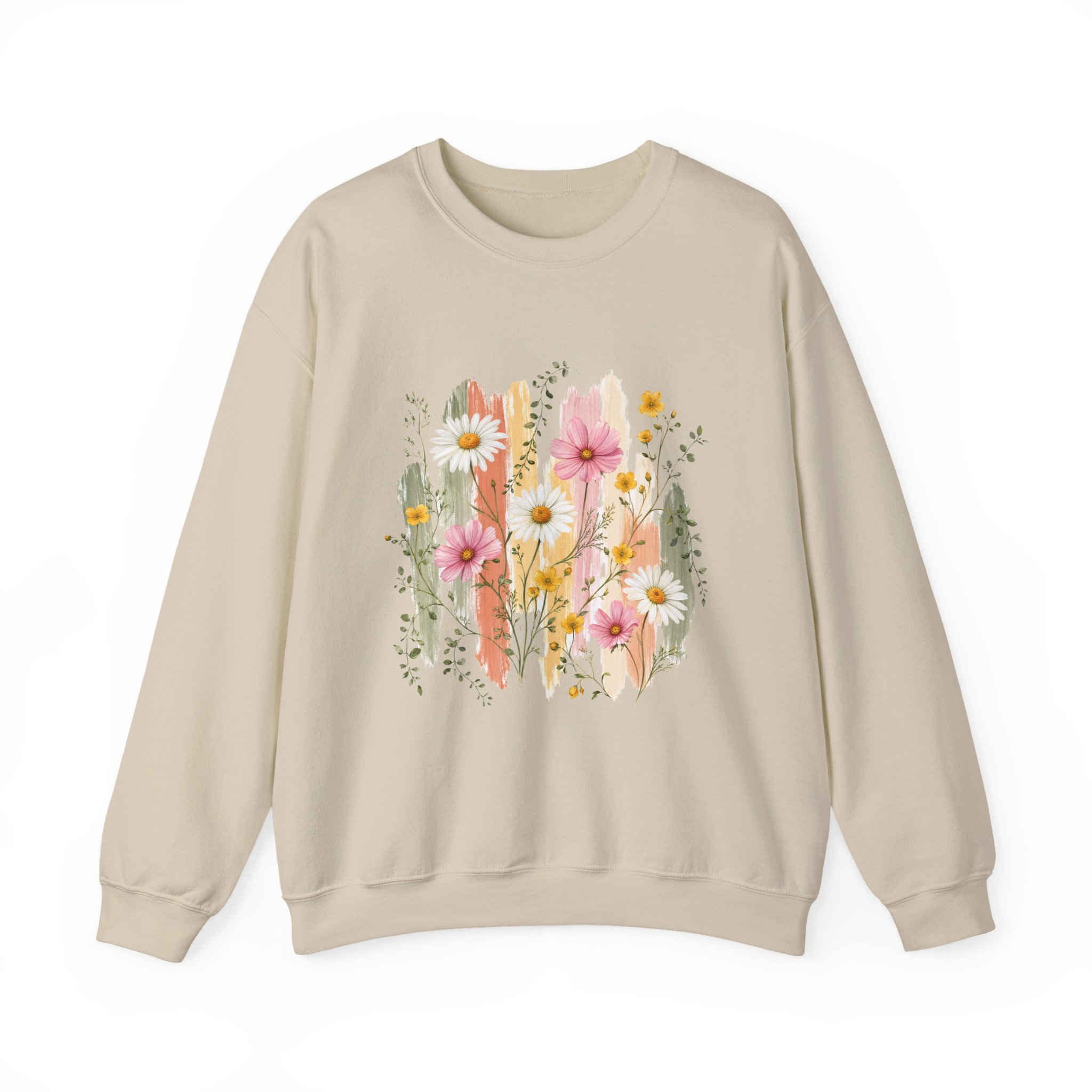 Pastel Wildflower Bouquet Watercolor Crewneck Sweatshirt