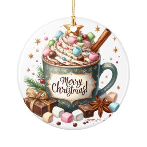 Hot Cocoa Christmas Ceramic Ornament