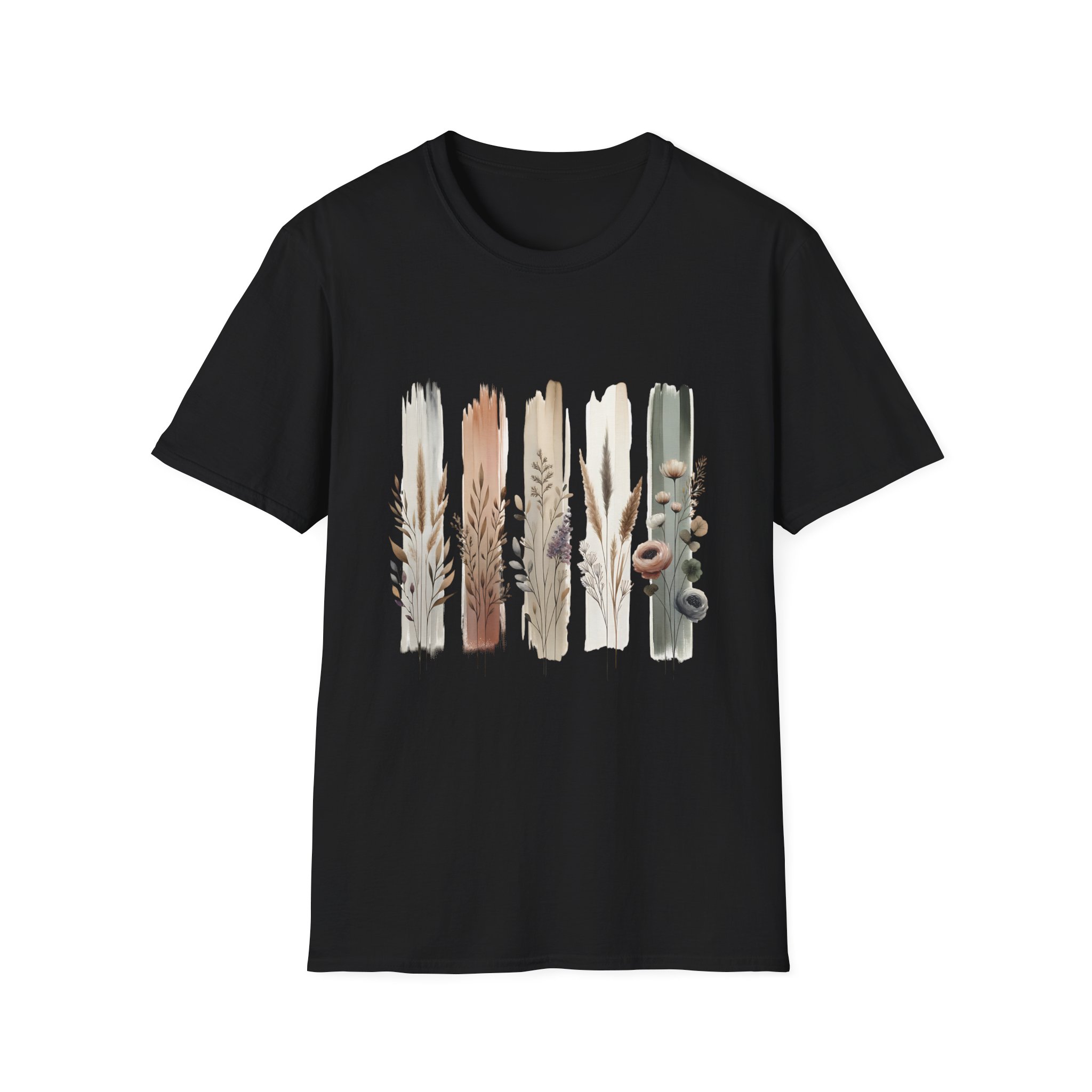 Botanical Brushstroke Neutral Floral Stems T-Shirt