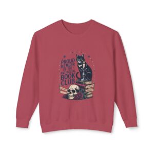 “Proud Member of the Anti-Social Book Club” Cat & Skull Crewneck Sweatshirt