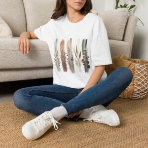 Botanical Brushstroke Neutral Floral Stems T-Shirt