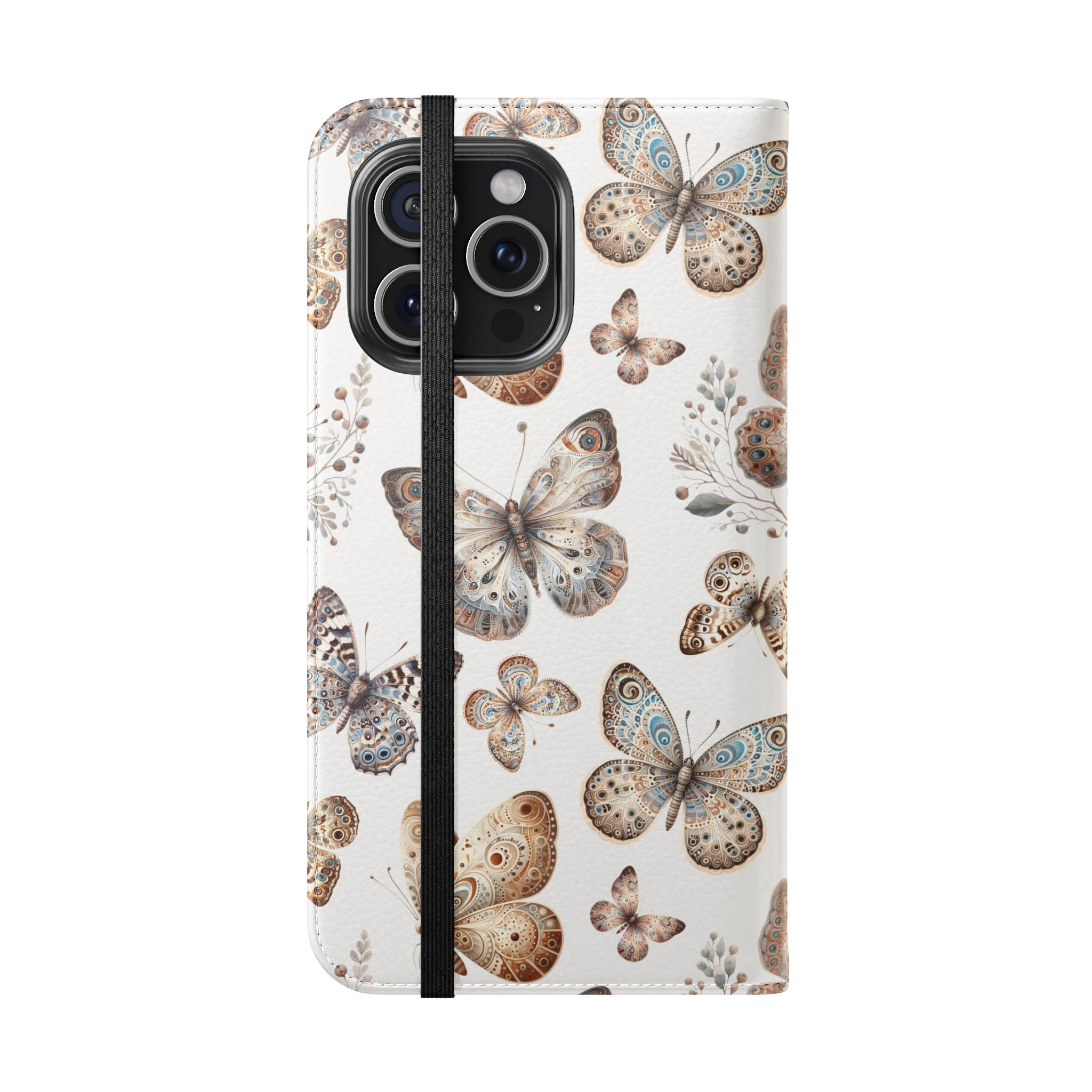 Butterfly Watercolor Flip Phone Case with Card Slots