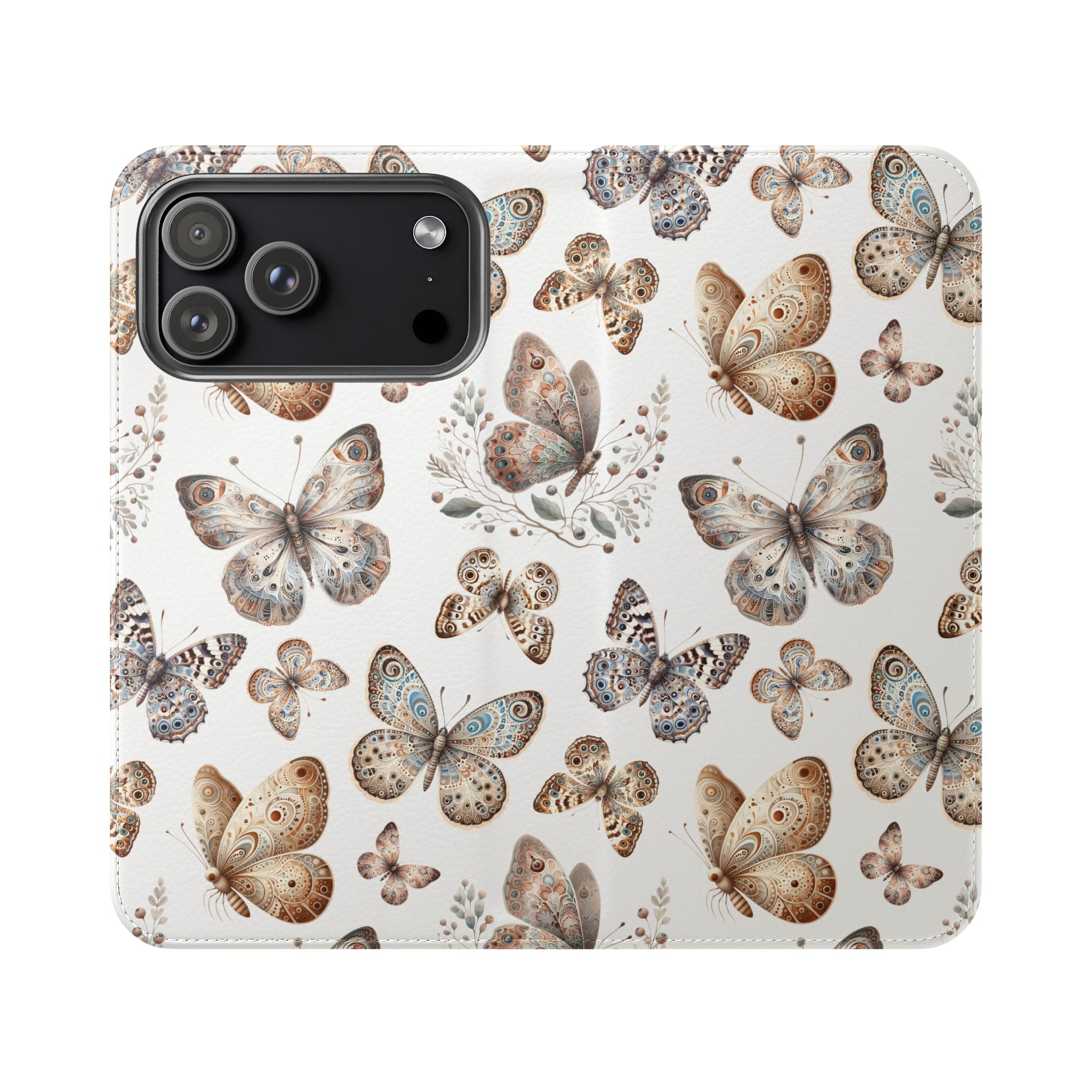 Butterfly Watercolor Flip Phone Case with Card Slots