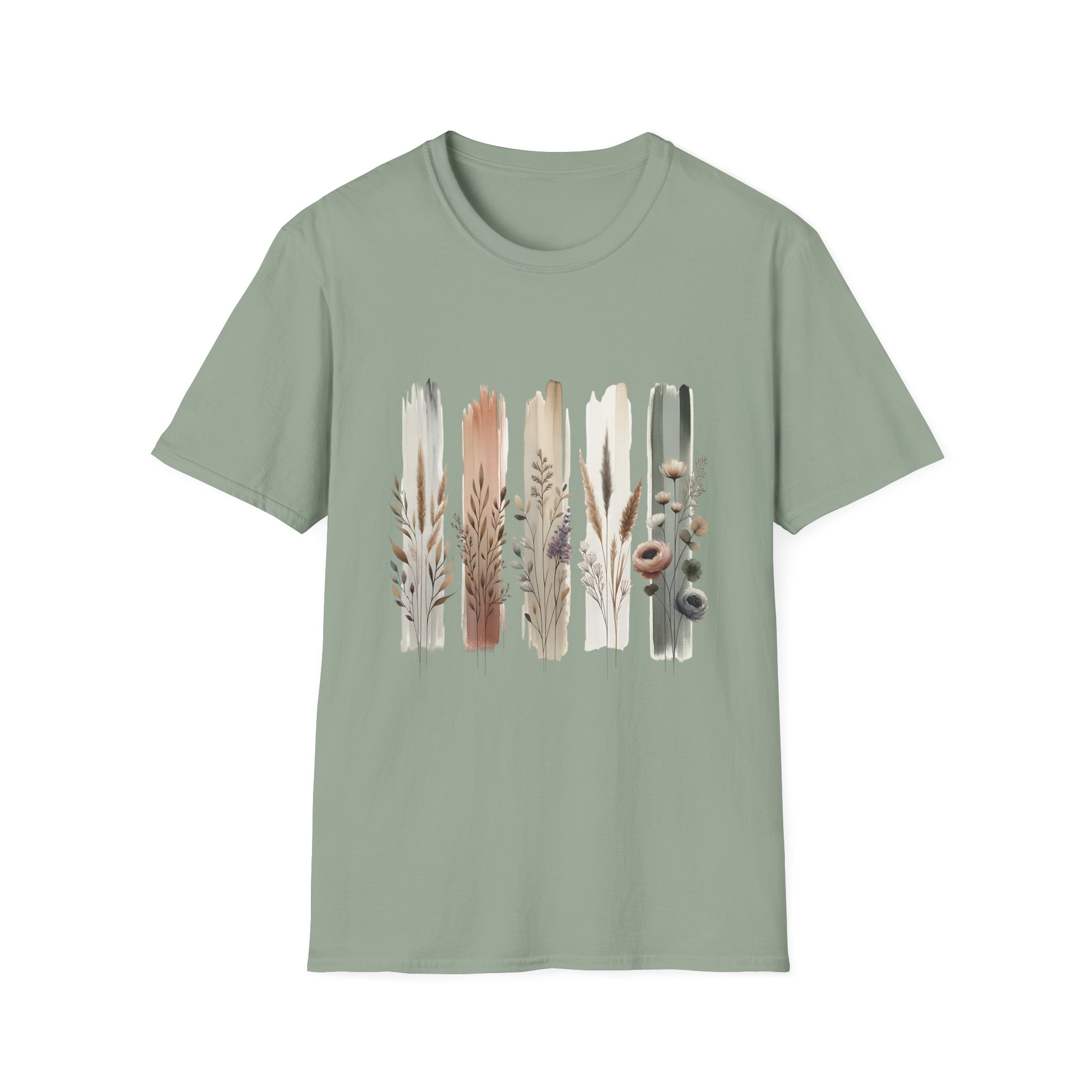 Botanical Brushstroke Neutral Floral Stems T-Shirt