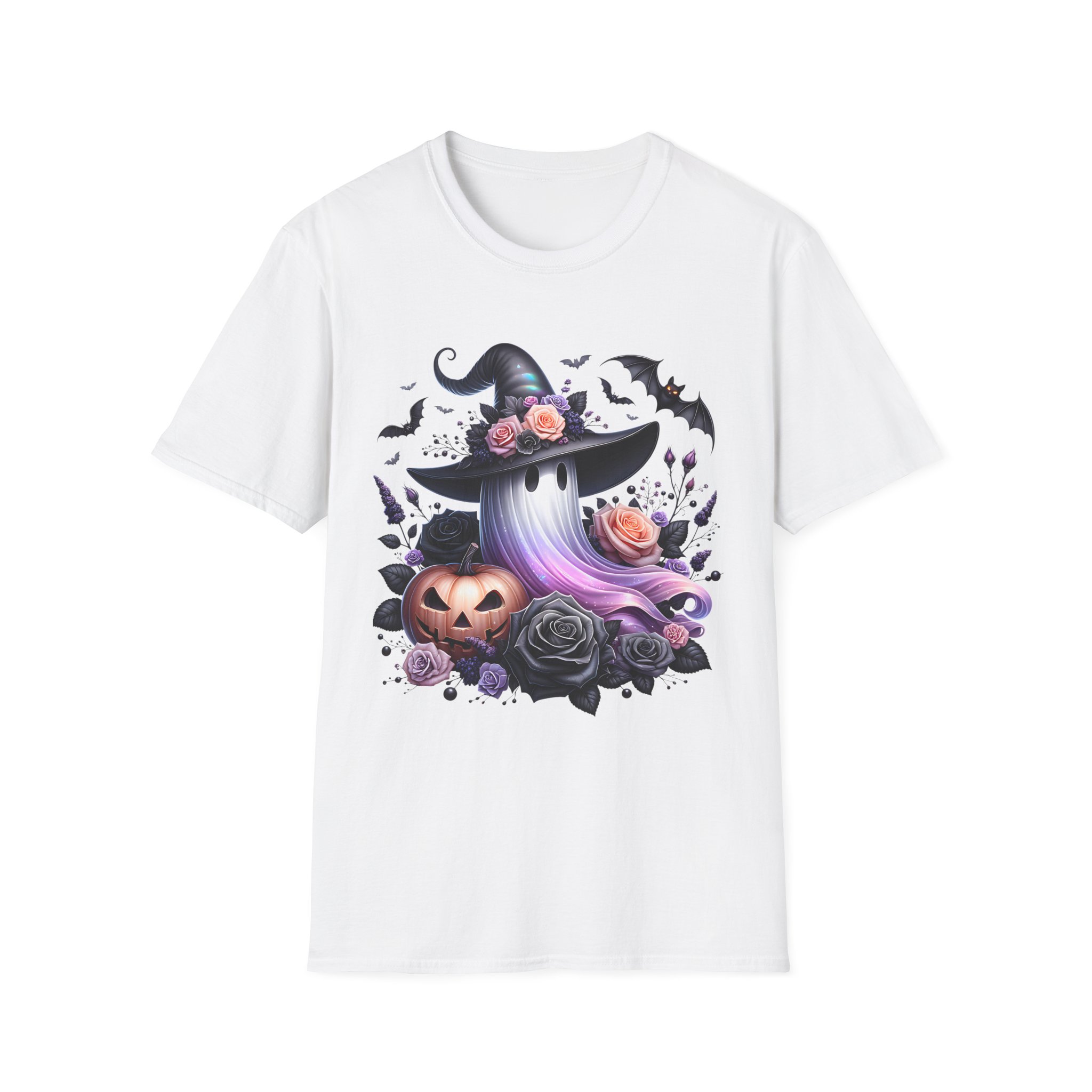 Cute Floral Witchy Ghost Hat T-Shirt