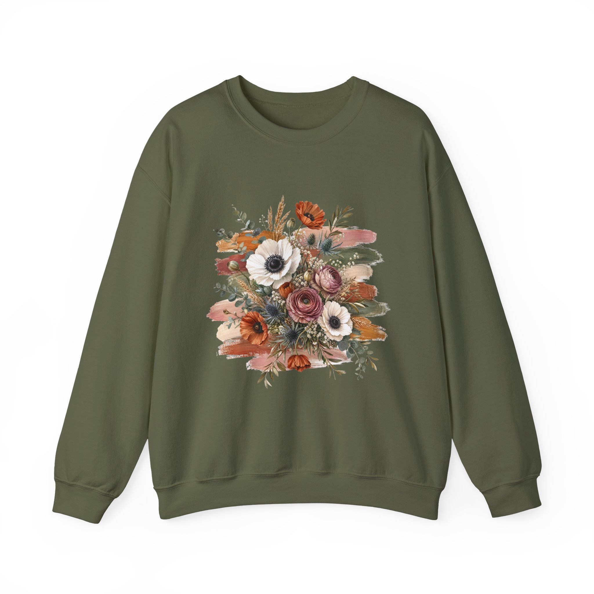 Vintage Floral Rustic Anemone & Poppy Bouquet Sweatshirt