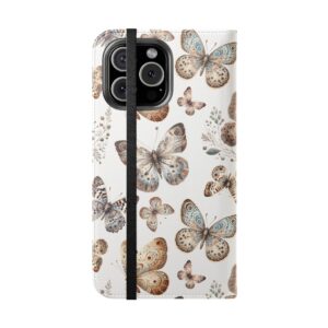 Butterfly Watercolor Flip Phone Case with Card Slots