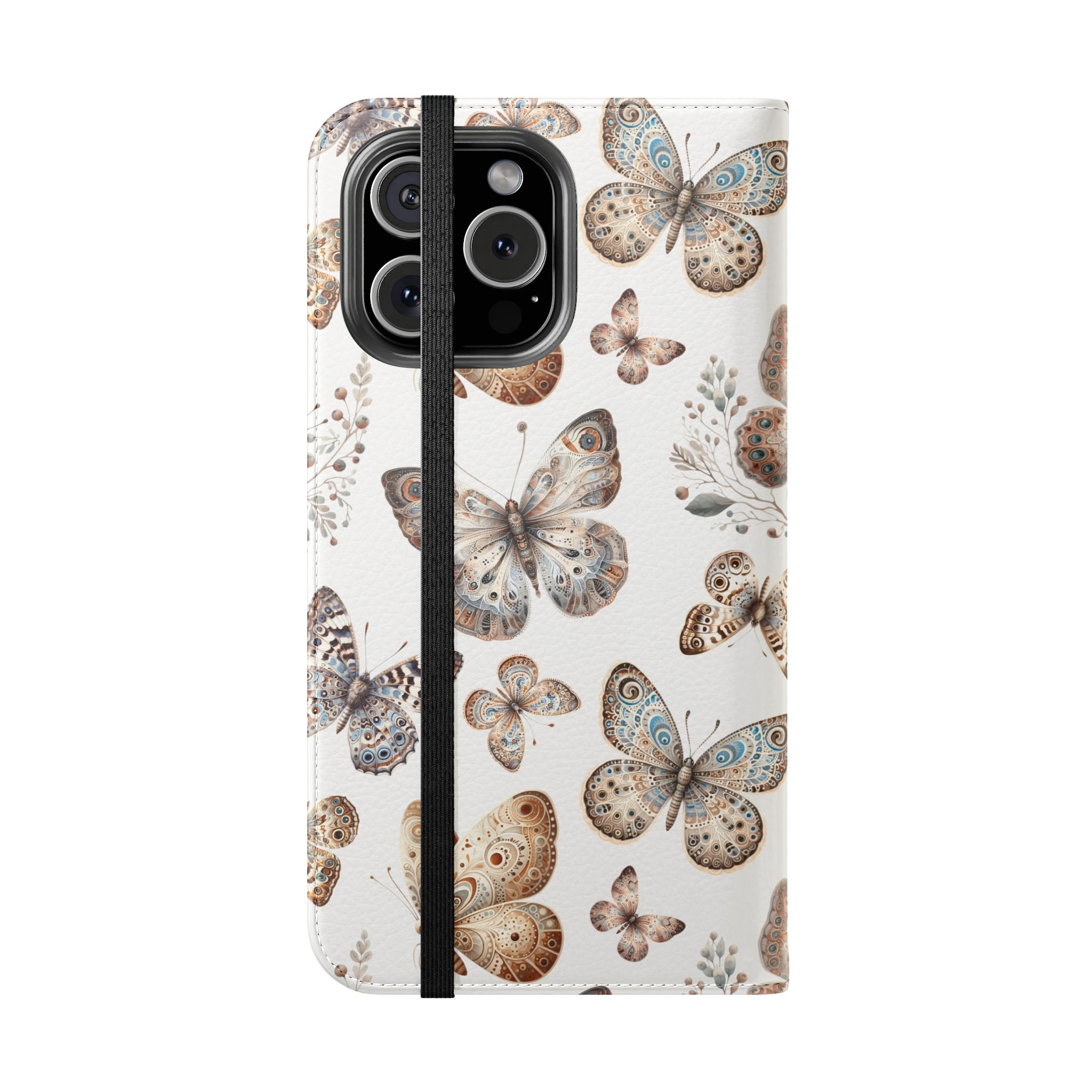 Butterfly Watercolor Flip Phone Case with Card Slots