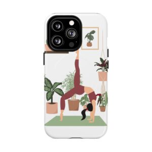 Yoga Woman Doing Wheel Pose with Indoor Plants Tough Magnetic Phone Case