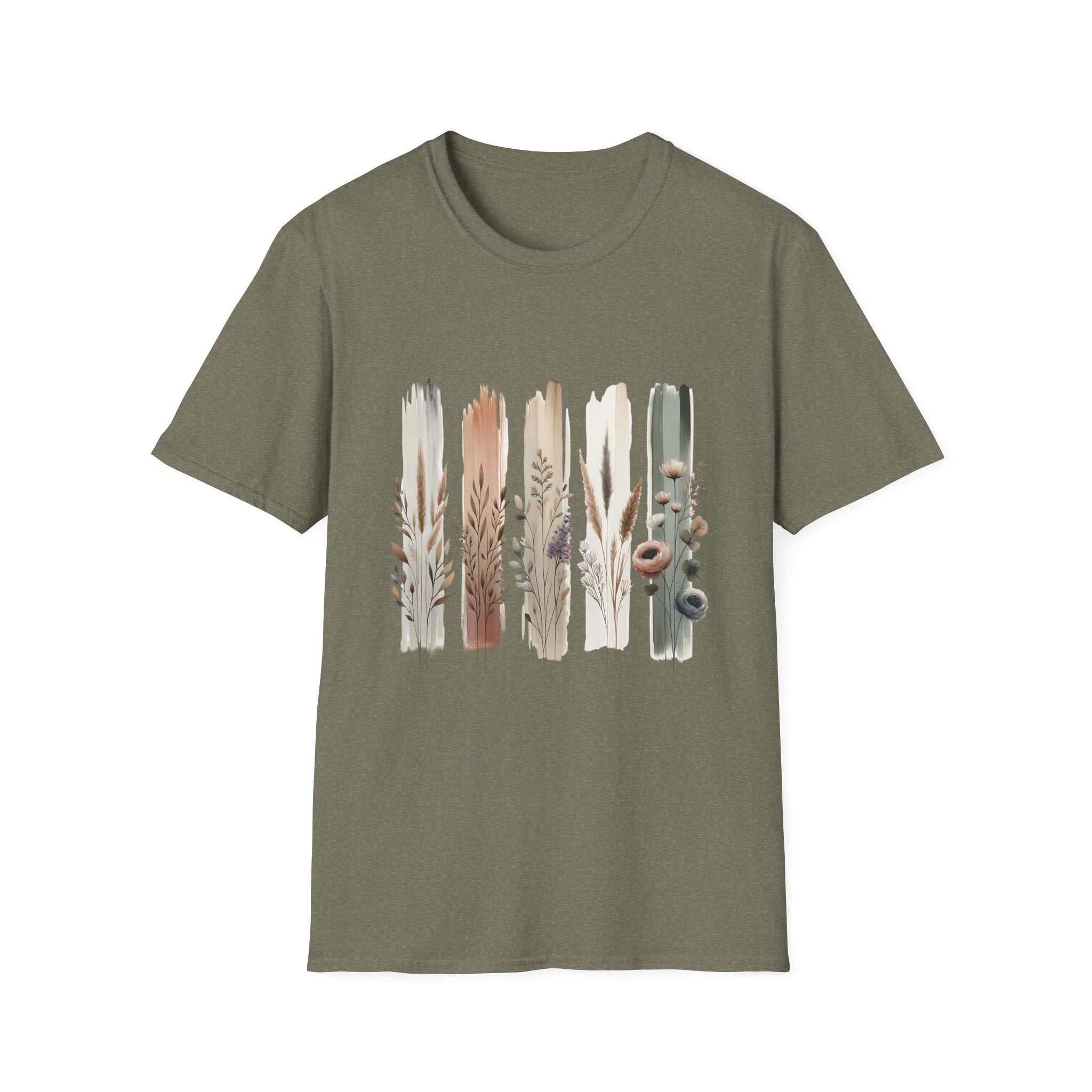 Botanical Brushstroke Neutral Floral Stems T-Shirt