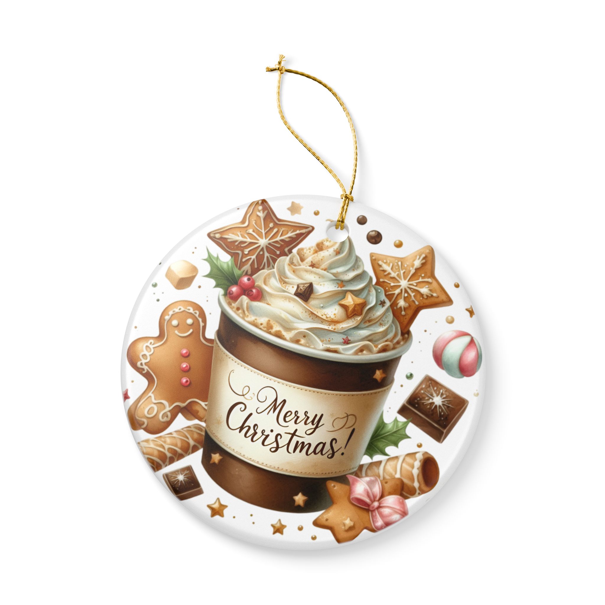 Hot Cocoa Christmas Ceramic Ornament
