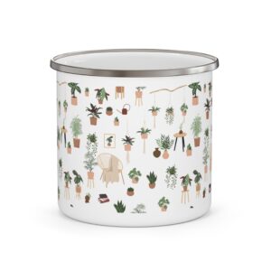 Indoor Plant Botanical Enamel Camping Mug