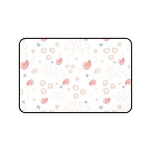 Coral & Blue Doodle Desk Mat