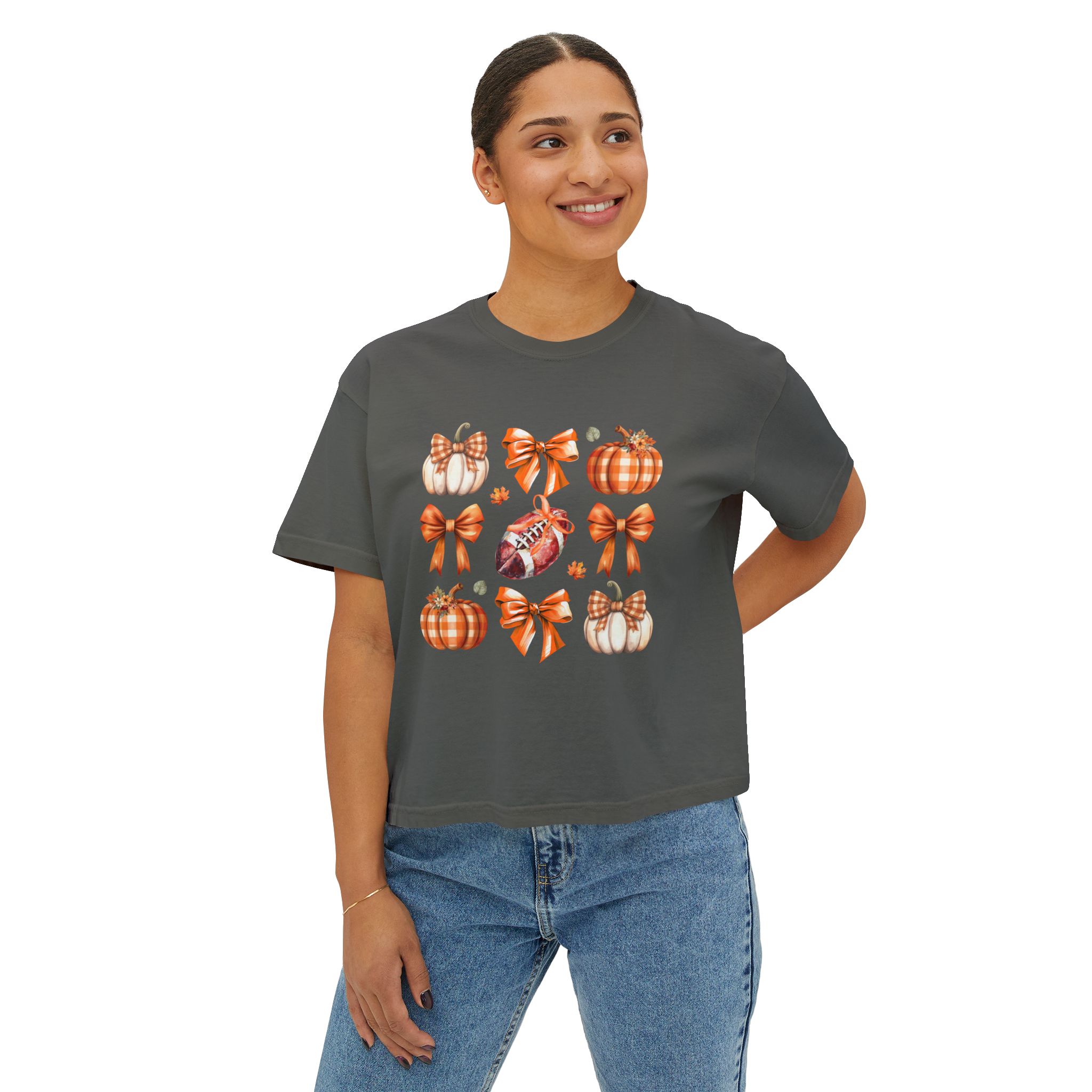 Fall Pumpkin & Bow Boxy T-Shirt