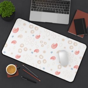 Coral & Blue Doodle Desk Mat