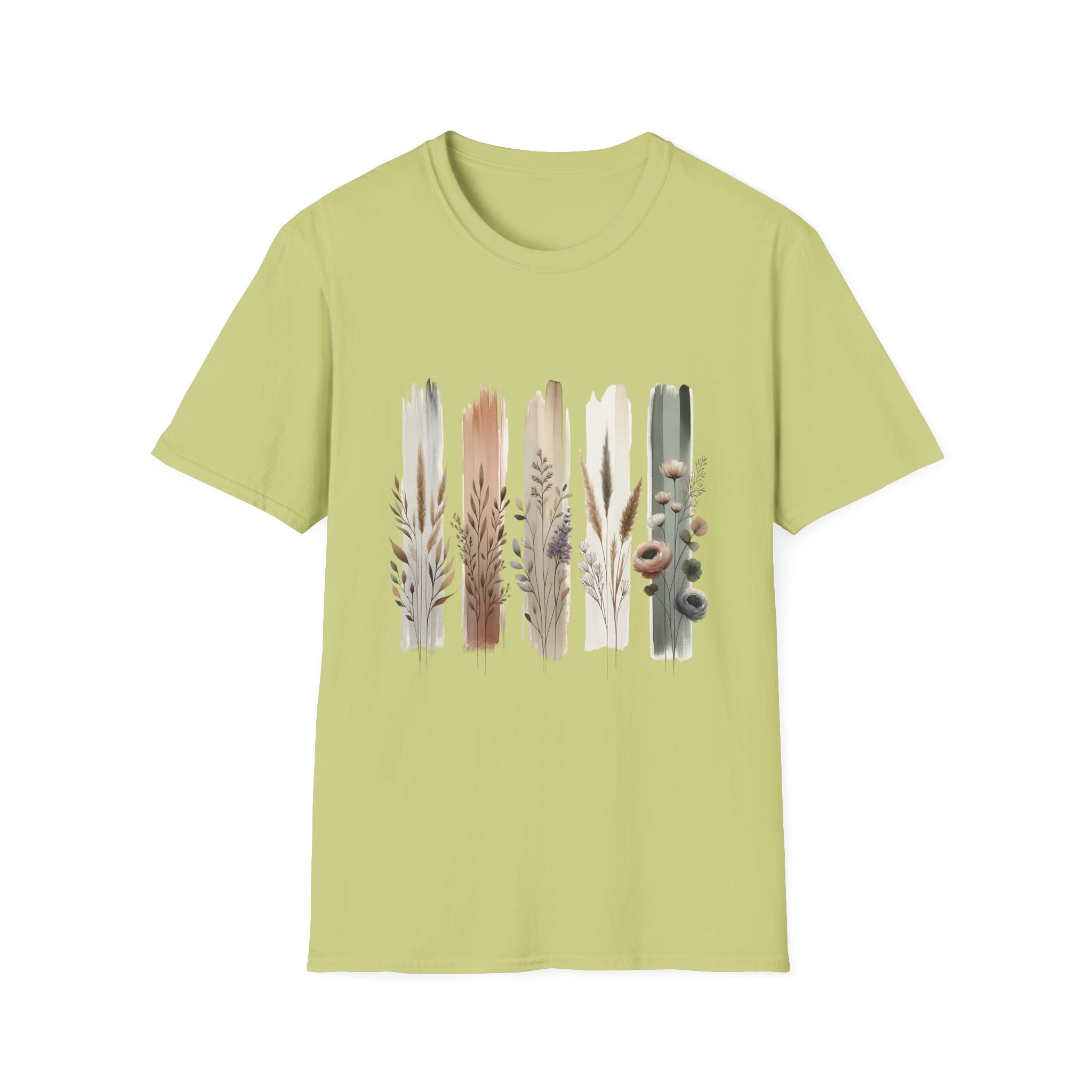Botanical Brushstroke Neutral Floral Stems T-Shirt