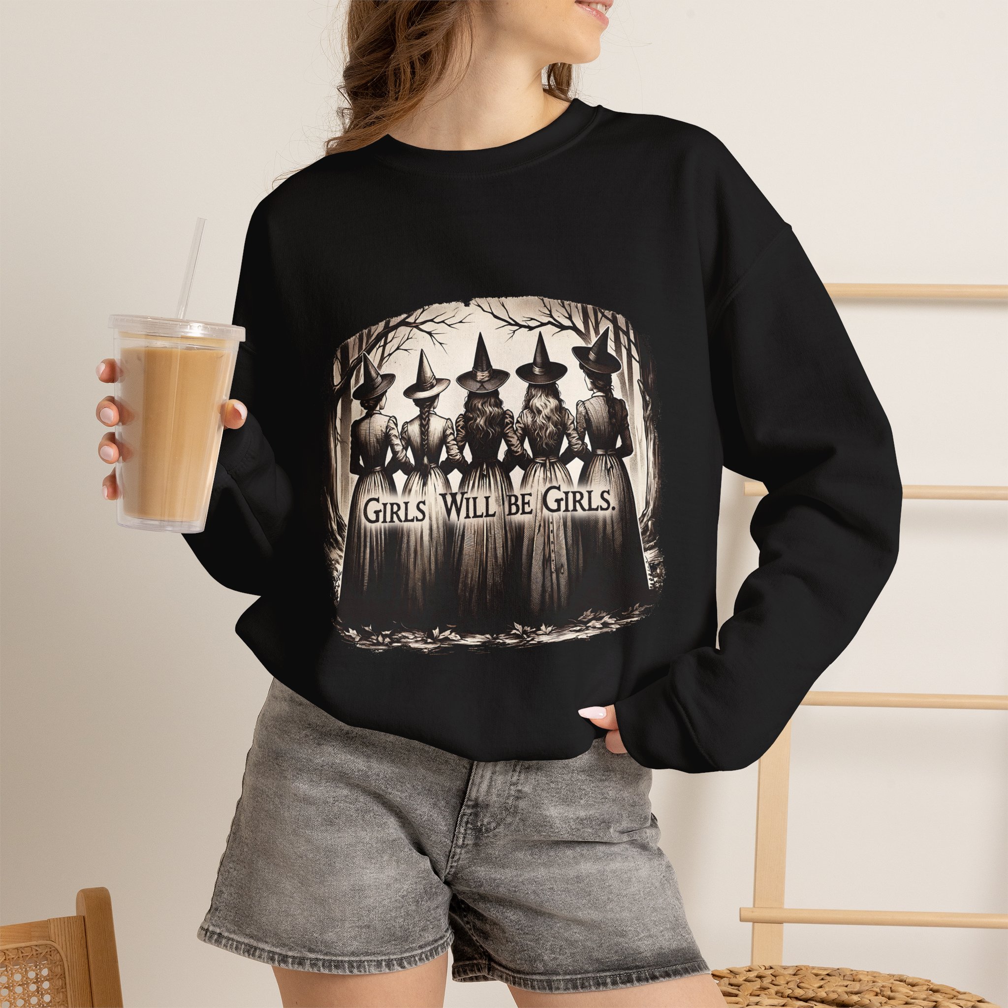 Girls Will Be Girls Witch Crewneck Sweatshirt