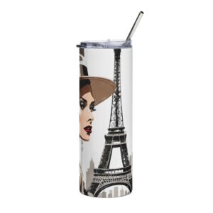 Elegant Parisian Woman Portrait Stainless Steel Tumbler 20oz