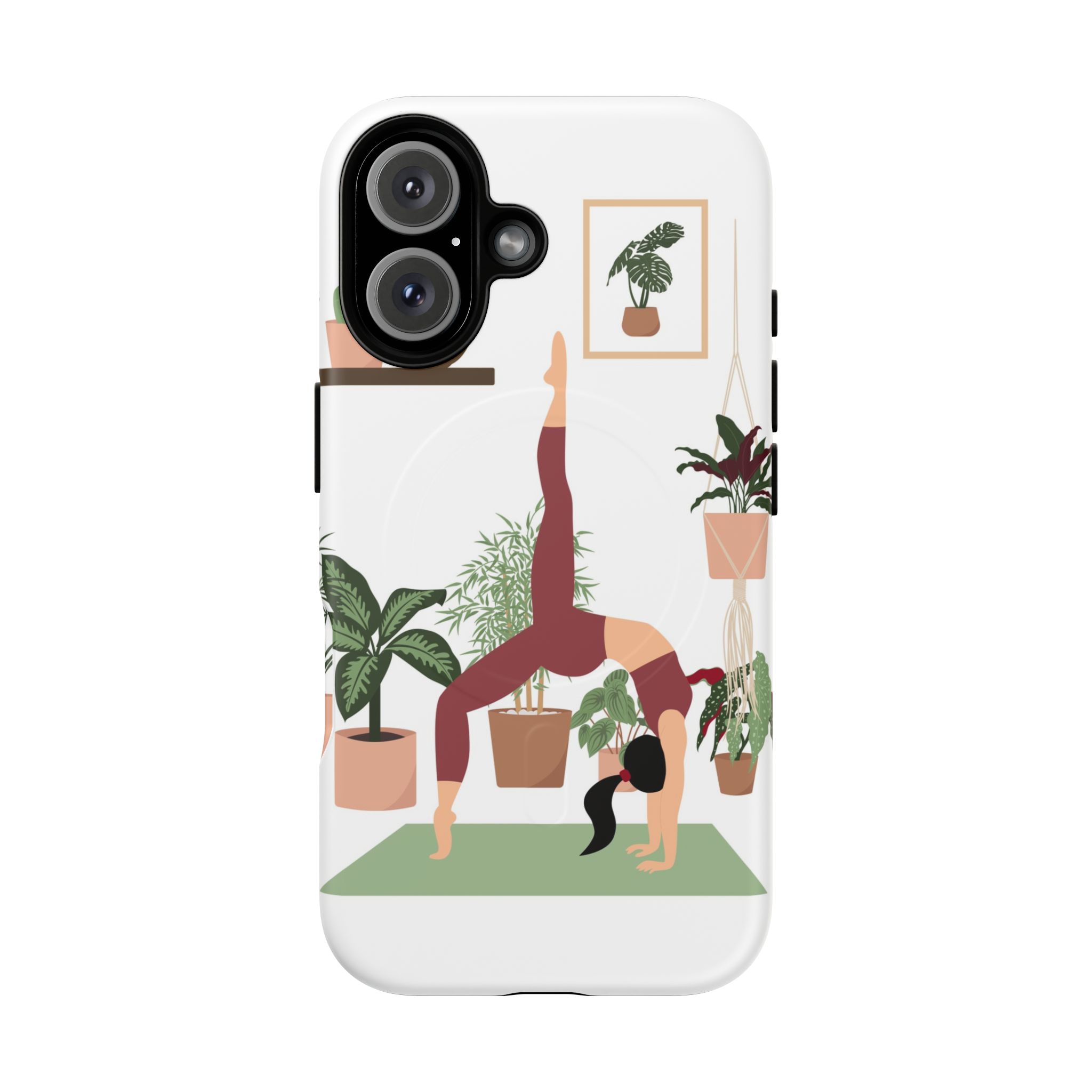 Yoga Woman Doing Wheel Pose with Indoor Plants Tough Magnetic Phone Case