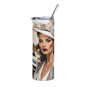 Elegant Parisian Lady in Hat Travel Tumbler 20oz