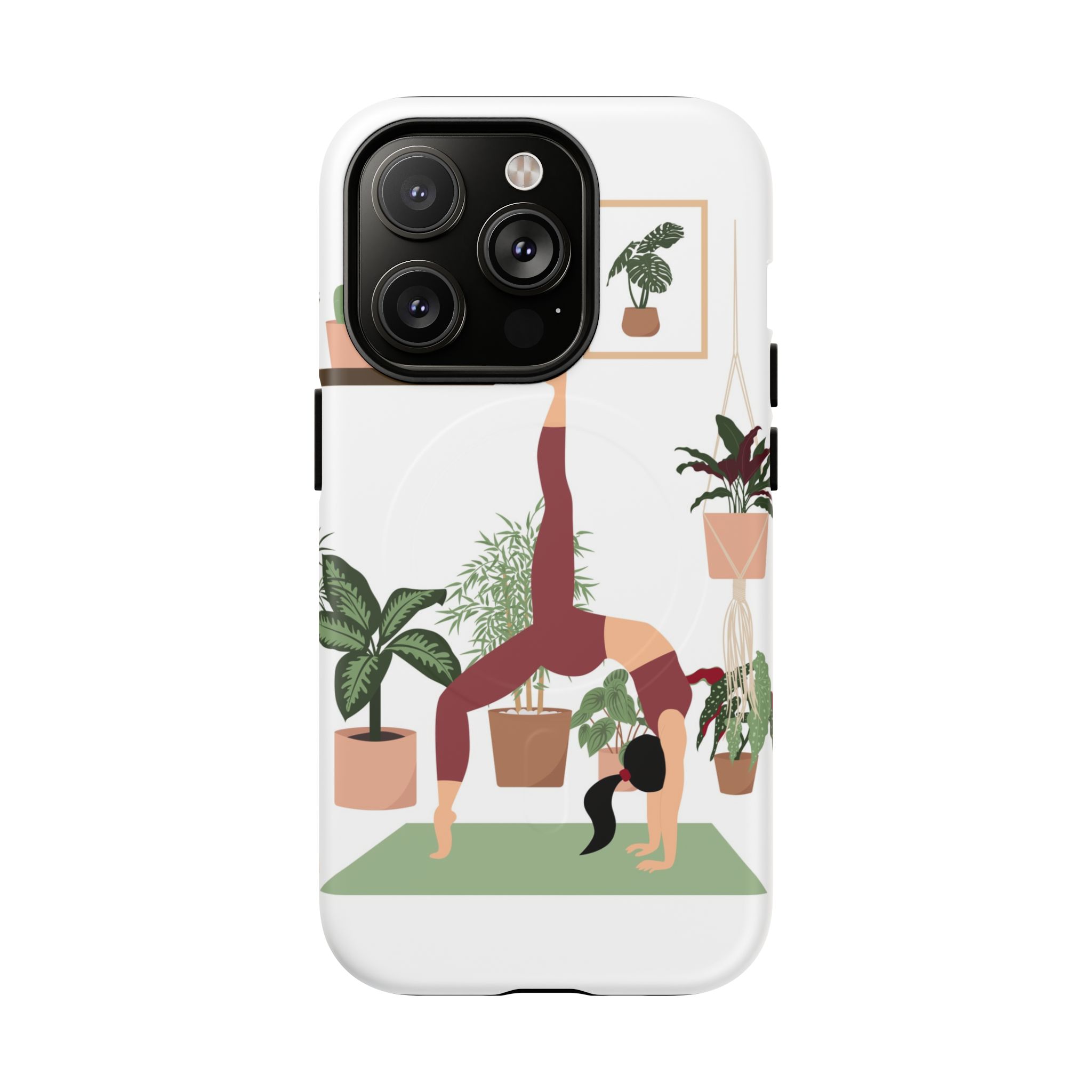 Yoga Woman Doing Wheel Pose with Indoor Plants Tough Magnetic Phone Case