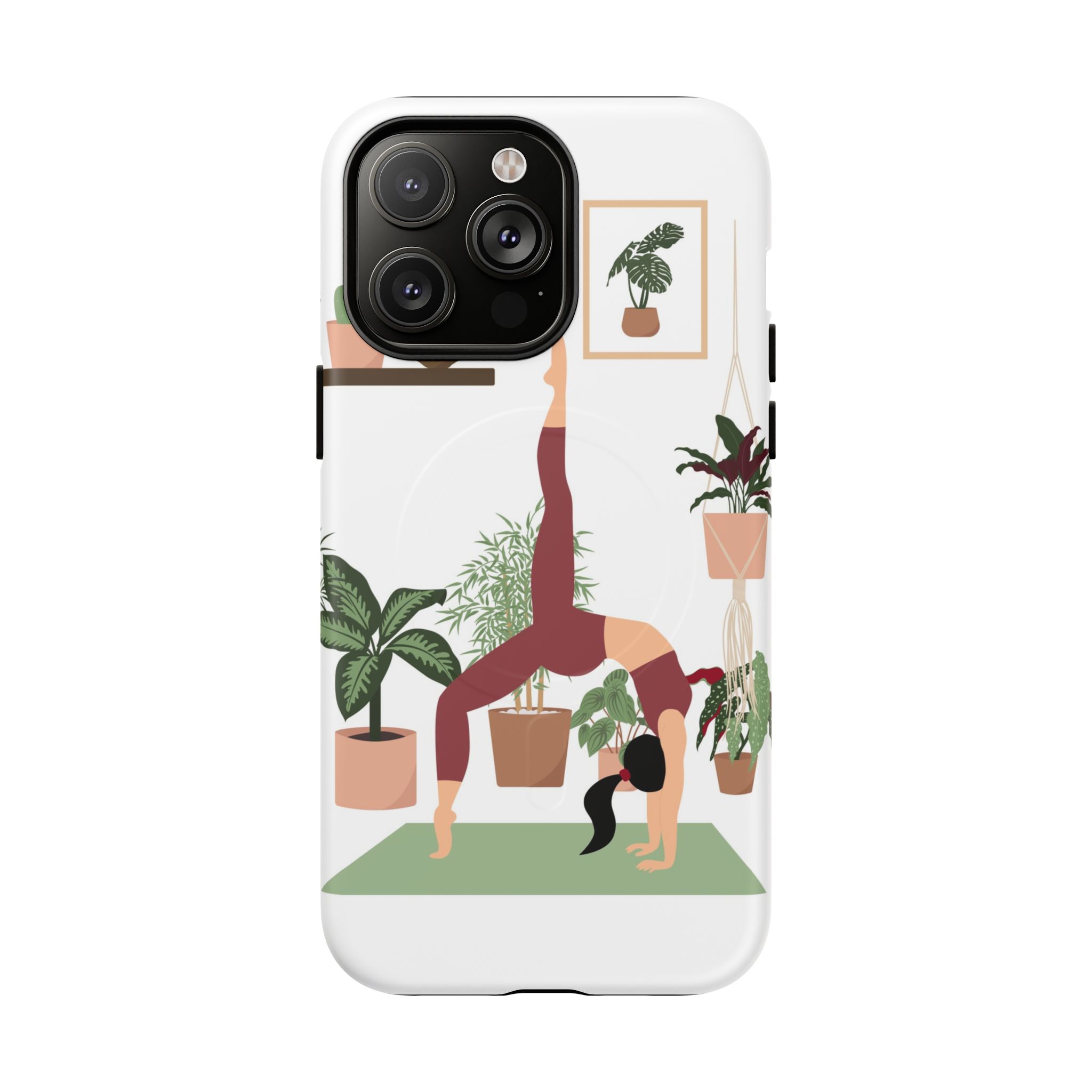 Yoga Woman Doing Wheel Pose with Indoor Plants Tough Magnetic Phone Case