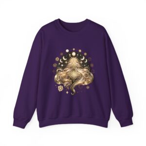 Golden Moon Phases Astrology Celestial Lioness Crewneck Sweatshirt
