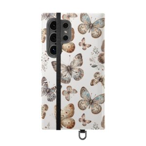 Butterfly Watercolor Flip Phone Case with Card Slots