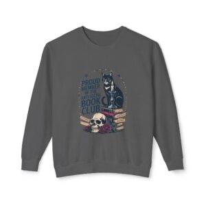 “Proud Member of the Anti-Social Book Club” Cat & Skull Crewneck Sweatshirt