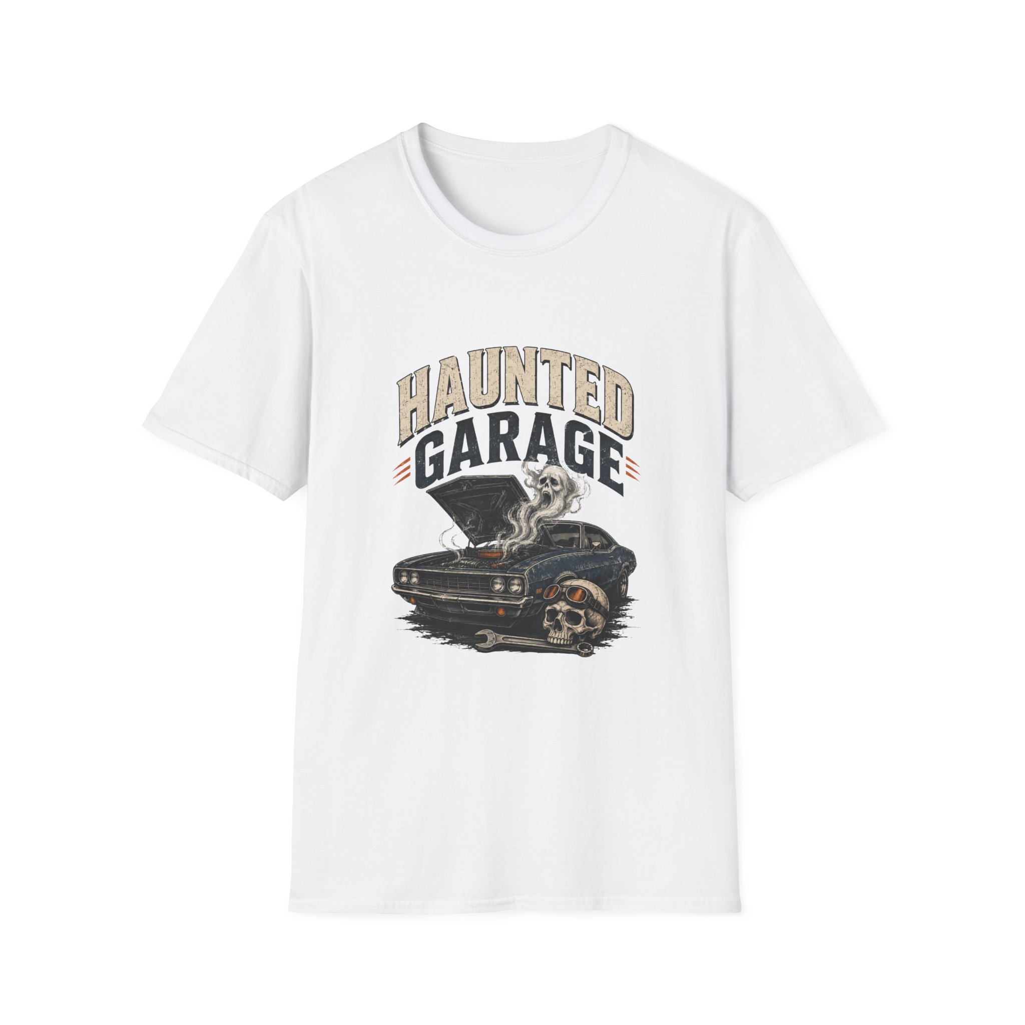 Vintage Skull & Classic Car Haunted Garage T‑Shirt